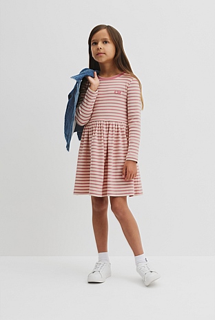 Long Sleeve Gathered Rib Dress