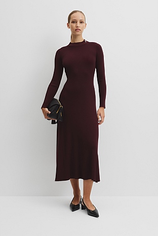 Rib Zip Neck Knit Dress