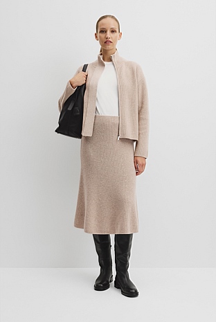 Australian Cotton Blend Knit Midi Skirt