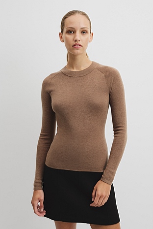 Merino Wool Silk Long Sleeve Knit
