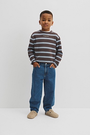 Organically Grown Cotton Stripe Long Sleeve Pique T-Shirt