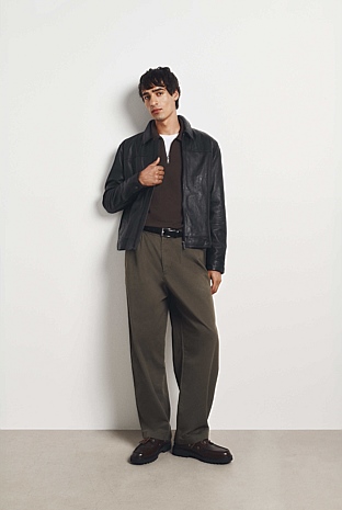 Pleated Wide Leg Chino