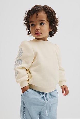 Australian Cotton Embroidered Sleeve Sweat