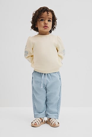 Scalloped Chambray Pant