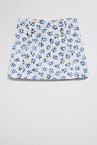 Printed Denim Skirt