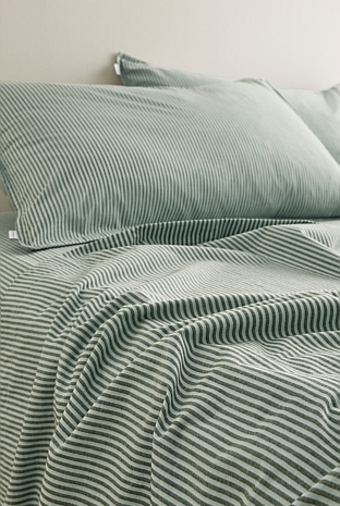 Brae Australian Cotton Stripe King Flat Sheet