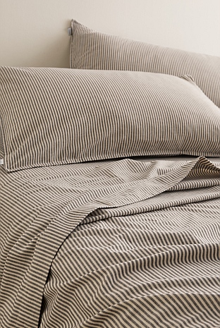 Brae Australian Cotton Stripe King Flat Sheet
