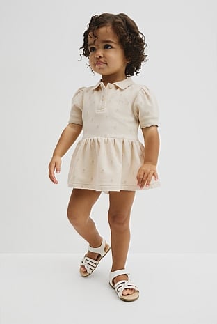 Australian Cotton Short Sleeve Jacquard Romper Dress