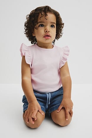 Australian Cotton Blend Short Sleeve Stripe Rib T-Shirt