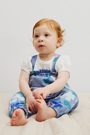 Organically Grown Cotton Short Sleeve Print Overall Set