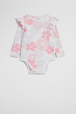 Organically Grown Cotton Blend Pointelle Frill Bodysuit