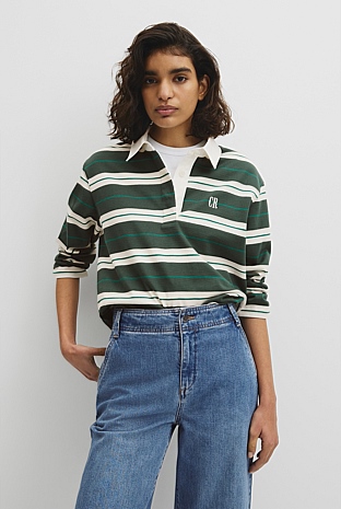 Australian Cotton Stripe Rugby Polo Sweat