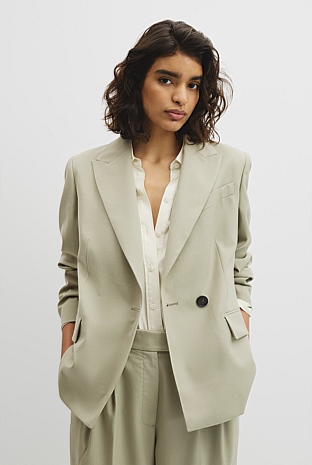 Wool Blend Wrap Blazer