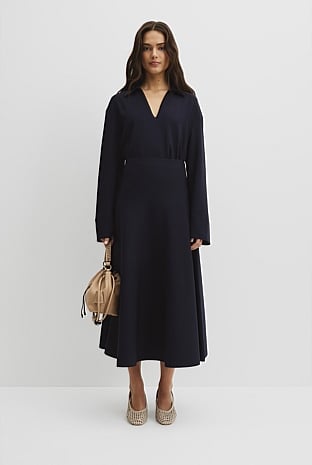 Fluted Knit Midi Skirt