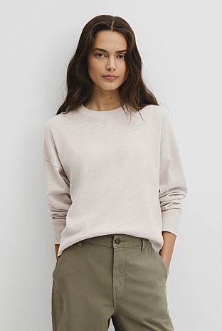 Cotton Linen Crew Neck Knit