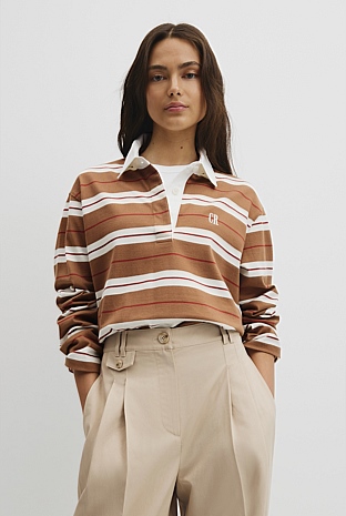Australian Cotton Stripe Rugby Polo Sweat