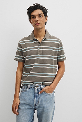 Australian Cotton Stripe Pique Polo