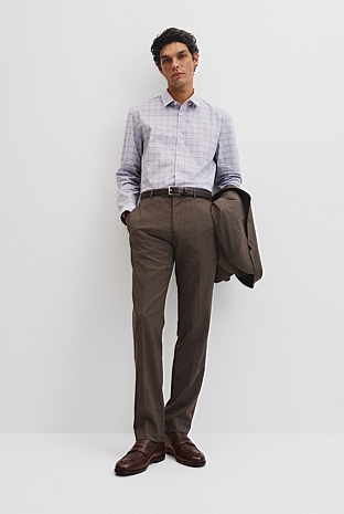 Long Sleeve Slim Cut & Sew Prince Of Wales Check Shirt