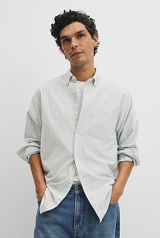 Regular Fit Australian Good Earth Cotton Oxford Stripe Shirt