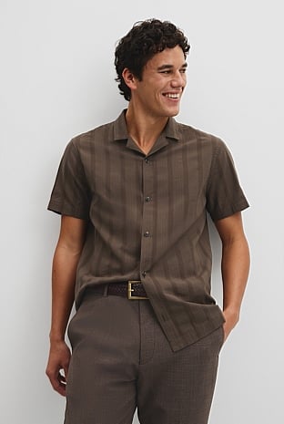 Regular Fit Short Sleeve Textured Stripe Shirt