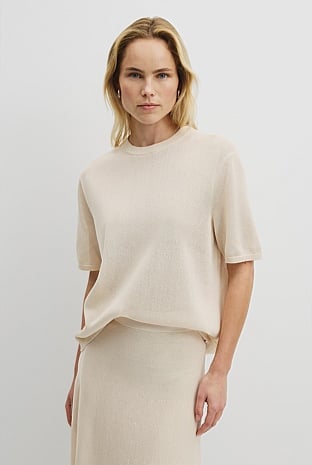 Fine Mesh Knit T-Shirt