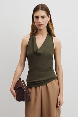 V-Neck Wool Drape Top