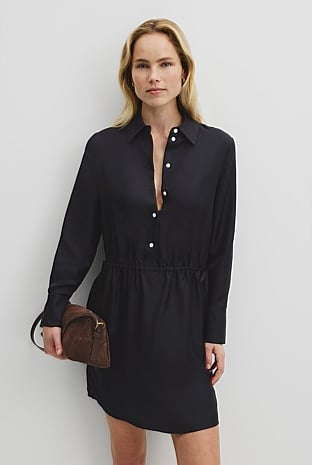 Silk Gathered Mini Dress