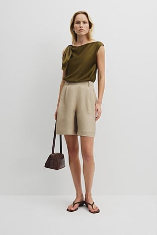 Linen Blend Suit Short