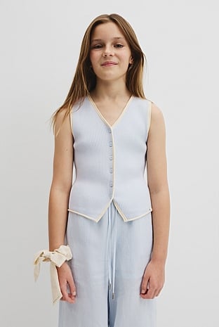 Teen Sleeveless Button Through Knit
