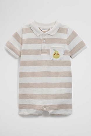 Organically Grown Cotton Textured Polo Romper