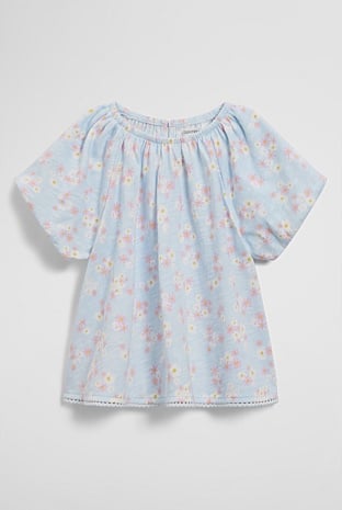 Organically Grown Cotton Short Sleeve Puff Sleeve Top