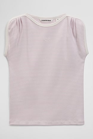 Australian Cotton Short Sleeve Stripe Rib T-Shirt