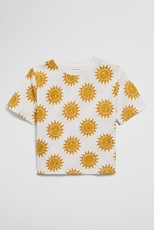 Organically Grown Cotton Short Sleeve Relaxed Sun Print T-Shirt