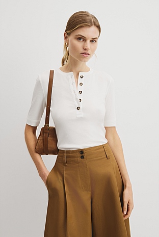 Fine Rib Henley T-Shirt