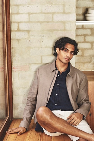 Cotton Linen Blend Zip Through Jacket