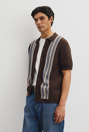 Australian Cotton Textured Panel Knit Shirt