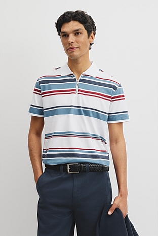 Multi Stripe Zip Polo