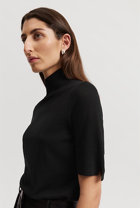 Merino Wool Silk Short Sleeve Knit