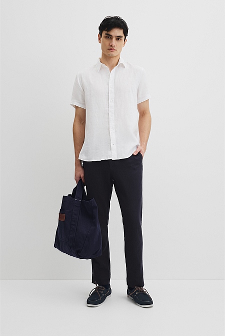 Regular Fit Organically Grown Linen Short Sleeve Shirt
