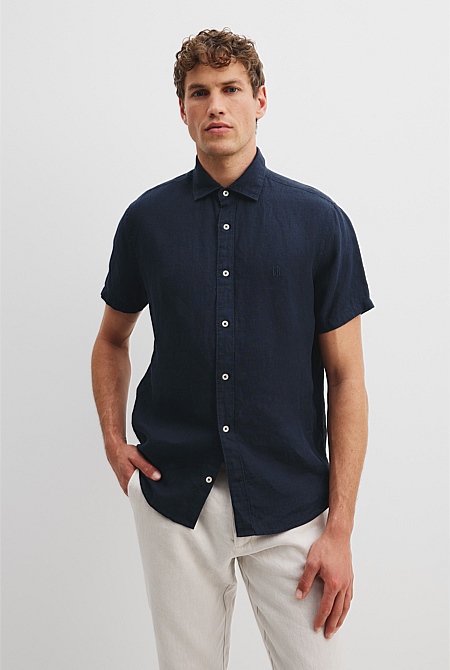 Organically Grown Linen Regular Fit Short Sleeve Shirt