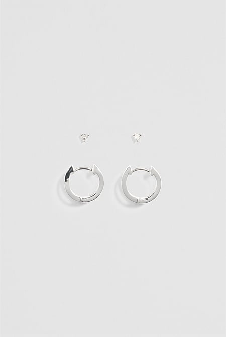 Double Hoop Stud Earring Pack of 2