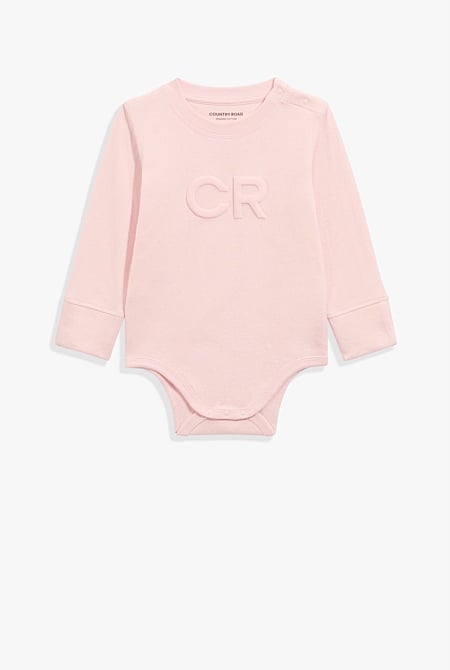 Organically Grown Cotton Puff Logo Long Sleeve Bodysuit