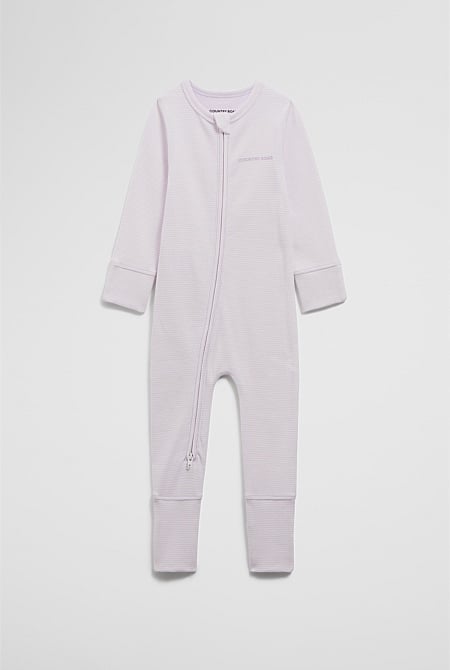 Organically Grown Cotton Stripe Rib Jumpsuit