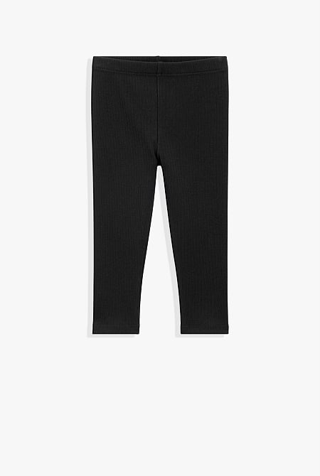 Organically Grown Cotton Blend Solid Rib Legging