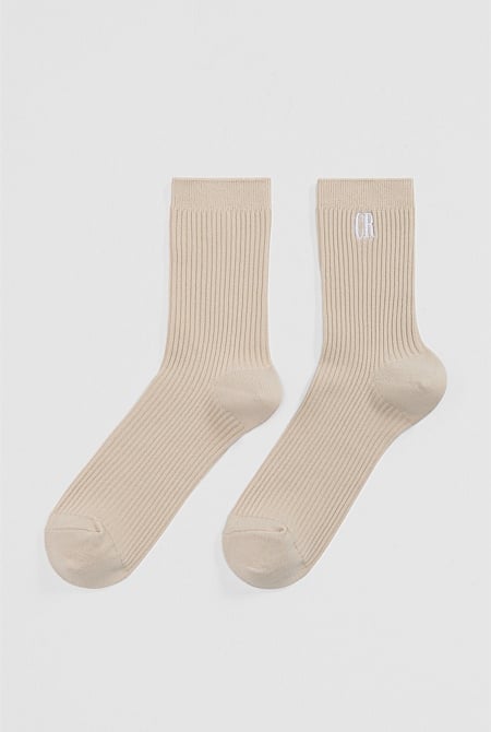 Australian Cotton Blend CR Ribbed Three Quarter Crew Sock