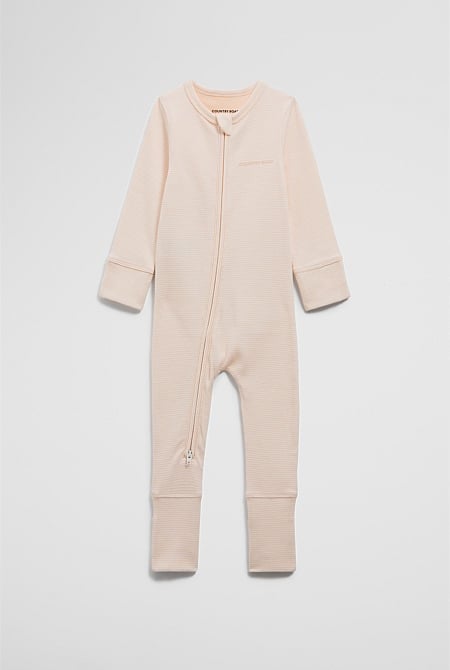 Organically Grown Cotton Stripe Rib Jumpsuit