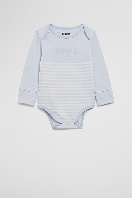 Organically Grown Cotton Stripe Long Sleeve Heritage Bodysuit