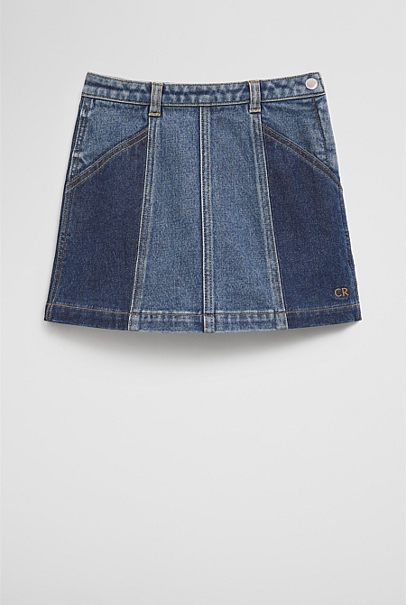 Panel Denim Skirt