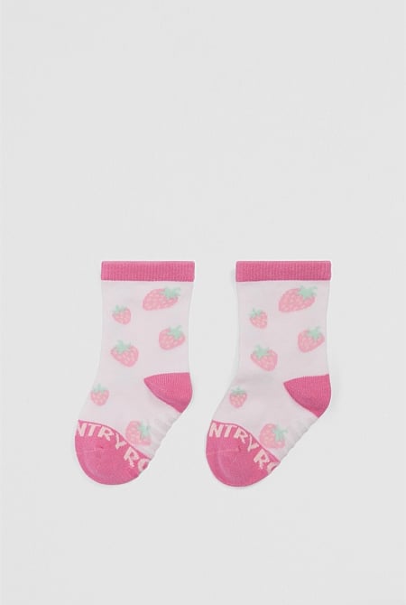 Organically Grown Cotton Blend Strawberry Sock