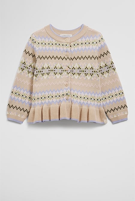 Organically Grown Cotton Fair Isle Knit Cardigan